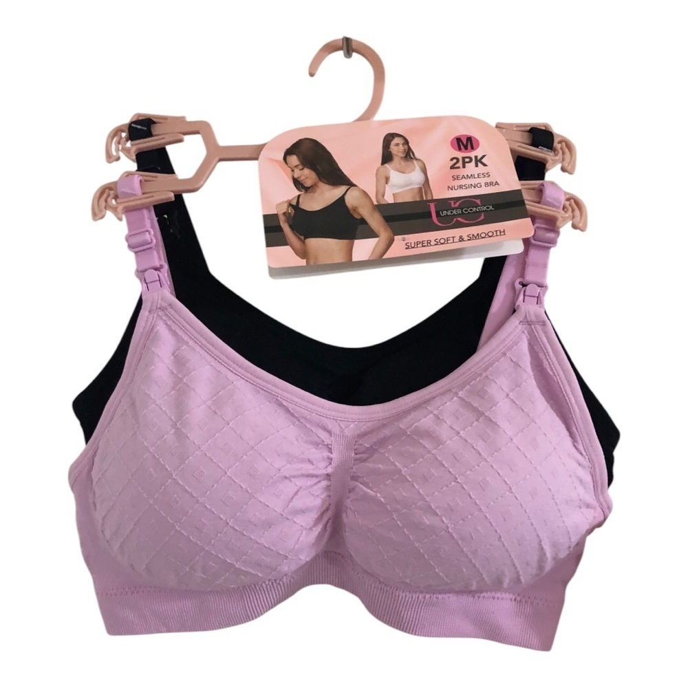 2 pack Black and light purple seamless maternity nursing bra size medium new